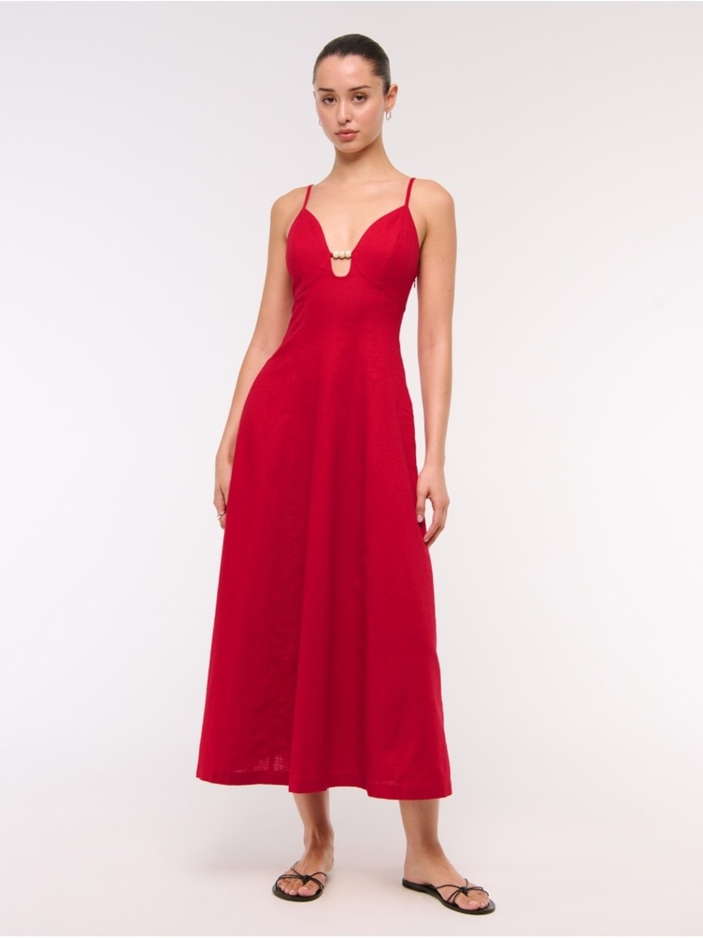 Abercrombie & Fitch Beaded Flowy Midi Dress